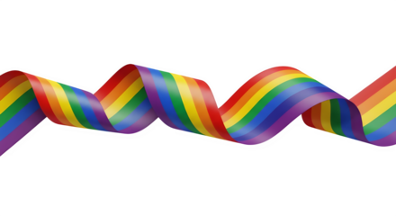 Rainbow ribbon flowing, a symbol of lgbtq pride and diversity isolated on transparent background