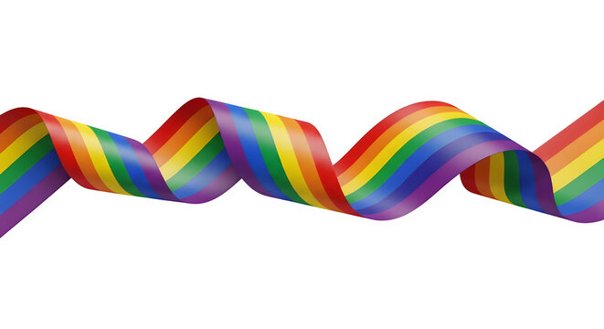 Rainbow ribbon flowing, a symbol of lgbtq pride and diversity isolated on transparent background