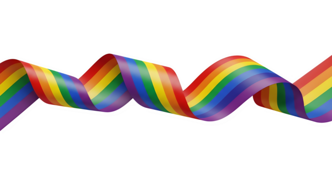 Rainbow ribbon flowing, a symbol of lgbtq pride and diversity isolated on transparent background