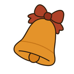 Cute Christmas Bell with Red Ribbon &ndash; Simple Cartoon Illustration