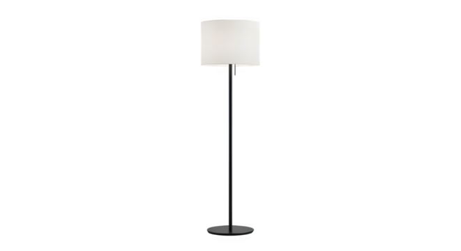 Minimalist floor lamp with white shade isolated on transparent background, ideal for modern decor - Powered by Adobe