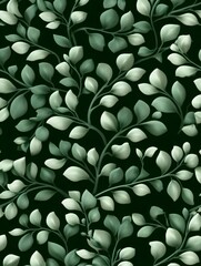 Elegant Foliage Motif: A refined design showcases a repeating pattern of delicate green leaves intertwined with graceful vines, creating a seamless and sophisticated aesthetic.