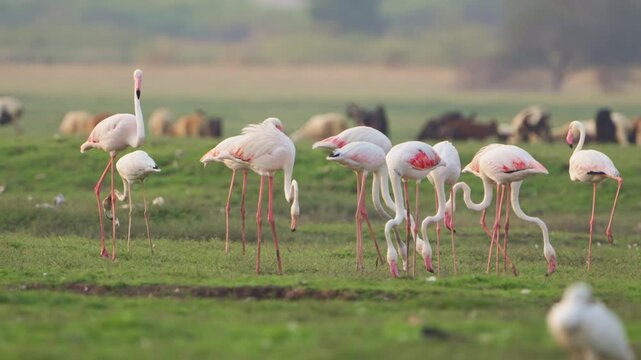 Flamingos in the Wild | Beautiful Bird Behavior Around Water