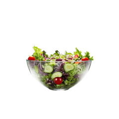 Fresh Colorful Salad in Clear Bowl with Variety of Vegetables