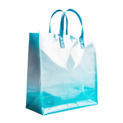 Stylish Transparent Blue Shopping Bag with Handles and Glossy Finish