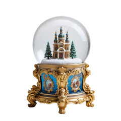 Elegant Snow Globe with Winter Scene Featuring a Church and Trees