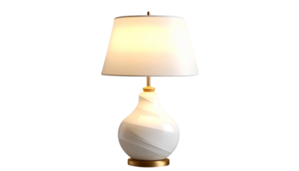 A realistic PNG of a lamp — elegant and modern, designed with a warm glowing light, perfect for desks, bedrooms, or living room décor. Ideal for interior design visuals, product mockups, and home deco