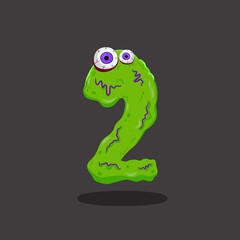 Cartoon Halloween numbers, zombie numbers, evil type, funny scary typeface, spooky monster numbers. Vector Halloween numbers .