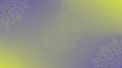 Round mandala on colorfull gradient background. Translucent mesh pattern in the form of a mandala. Mandala with floral patterns. Pastel Yoga template. Gradient background with round mandala
