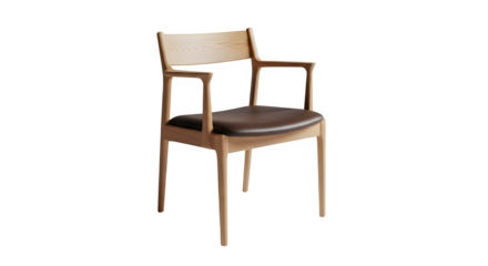 Elegant wooden chair isolated on transparent background, a comfortable and stylish seating option