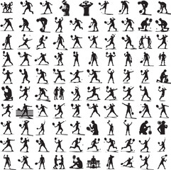 Fototapeta premium Silhouette of a person playing tennis isolated on white background