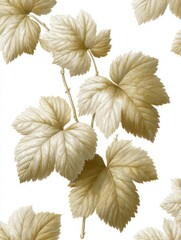 Leafy Elegance: A delicate pattern of stylized leaves, showcasing intricate vein details and organic forms that evoke a sense of tranquility and natural beauty.