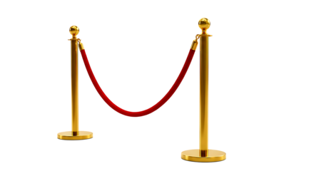 Elegant golden stanchions with plush red velvet rope creating a luxurious barrier for exclusive events and vip access