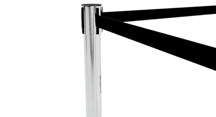 Close up of a sleek modern chrome faucet with water flowing from the spout against a stark black background