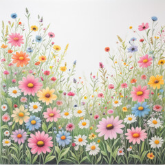 Vibrant Wildflowers in Full Bloom with Colorful Petals and Greenery