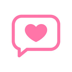 Love chat bubble Icon on White Background Vector Art Illustration on white background.