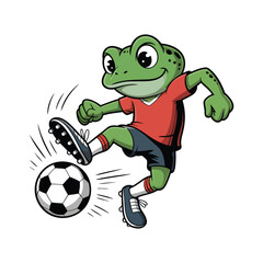 Obraz premium Soccer Playing Frog Cartoon Illustration
