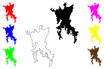 Ilawe Ekiti city (Federal Republic of Nigeria, Ekiti State) map vector illustration, scribble sketch Ilawe or Ilawe-Ekiti map