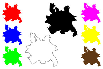 Iseyin city (Federal Republic of Nigeria, Oyo State) map vector illustration, scribble sketch Iseyin-Okeogun map