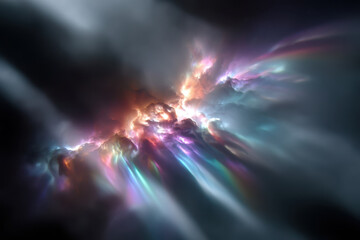 Cosmic display of vibrant colors and light phenomena in deep space atmosphere