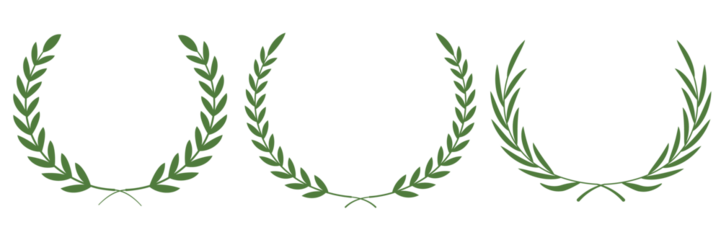 Illustration of Green Laurel Wreath with Foliage Award on Transparent Background. Floral wreath collection. Classic Greek and Roman awards for champions. Tree branch wreath. Decorative logo element.