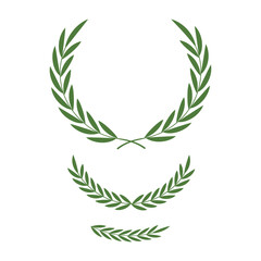 Tree branch wreath. Collection of green olive branches symbolizing victory, peace, and honor....
