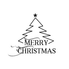 Merry Christmas Lettering Design With Tree And Star vector illustration.