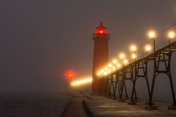 Grand Haven South Pierhead at night