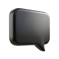 Glossy dark gray speech bubble icon with rounded corners isolated on transparent background
