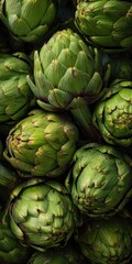 Fototapeta premium Fresh Organic Baby Artichokes: A Nutritious Addition to Your Diet Packed with Antioxidants