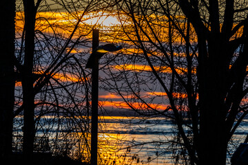 Sunset over the St-Lawrence river