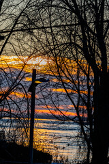 Sunset over the St-Lawrence river