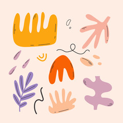 Set of hand drawn cartoon elements in different shape with doodle decorative. Design for chat, sticker, icon.Vector