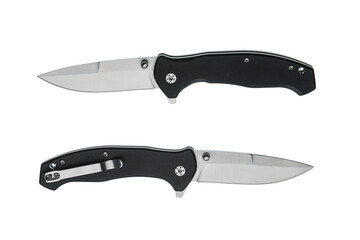 Open folding knife two different views