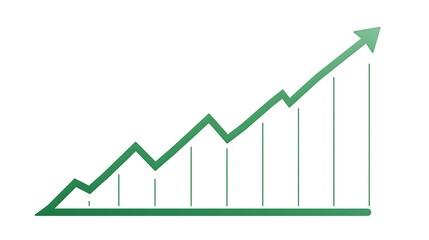 Green Arrow Upward Trend with Baseline Segments Visualization for Finance, Investment, and Business Success