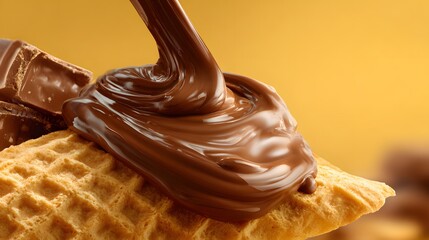 Smooth, rich melted confection is generously poured onto a textured baked pastry item