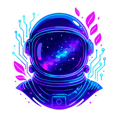 Galaxy Astronaut Helmet Illustration color vector