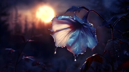 magical flower blooming under full moon