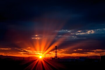 sunset over the city