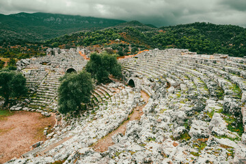 Kaunos (Carian: Kbid Lycian: Xbide Ancient Greek: Καῦνος; Latin: Caunus) ancient city was a city of ancient Caria and in Anatolia, a few kilometres west of the modern town of Dalyan. Amphitheatre area