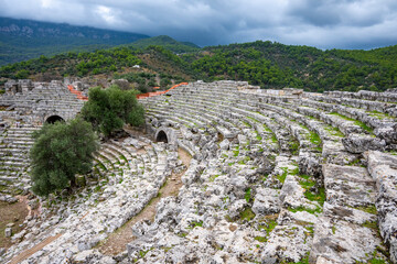 Kaunos (Carian: Kbid Lycian: Xbide Ancient Greek: Καῦνος; Latin: Caunus) ancient city was a city of ancient Caria and in Anatolia, a few kilometres west of the modern town of Dalyan. Amphitheatre area