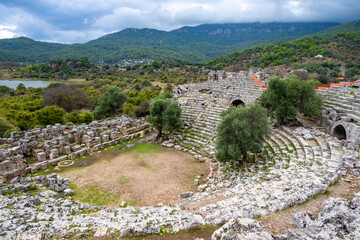 Kaunos (Carian: Kbid Lycian: Xbide Ancient Greek: Καῦνος; Latin: Caunus) ancient city was a city of ancient Caria and in Anatolia, a few kilometres west of the modern town of Dalyan. Amphitheatre area