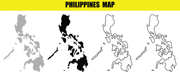 Hand made Philippines map vector illustration in gray black and outline styles for geographic and infographic design By Adobe Illustrator