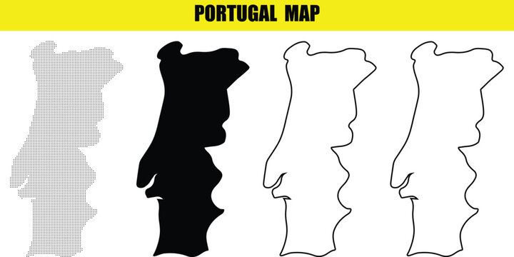 Hand made Portugal map vector illustration in black white and gray isolated By Adobe Illustrator