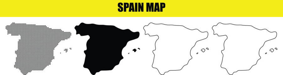 Hand made Spain map vector illustration in various styles for infographic and design element By Adobe Illustrator