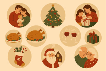 Fototapeta premium Cozy Christmas Traditions – Family Celebration and Holiday Icons