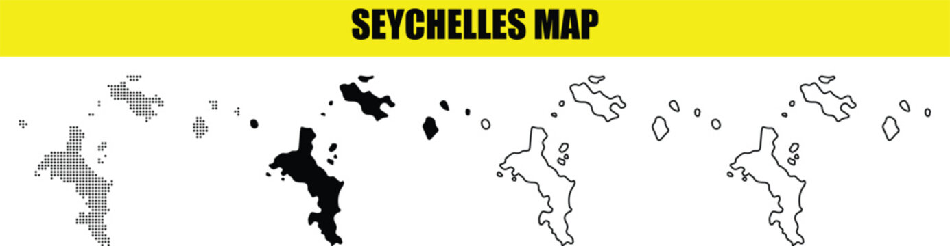 Hand made Seychelles map vector illustration outline and solid versions for infographic and design projects By Adobe Illustrator