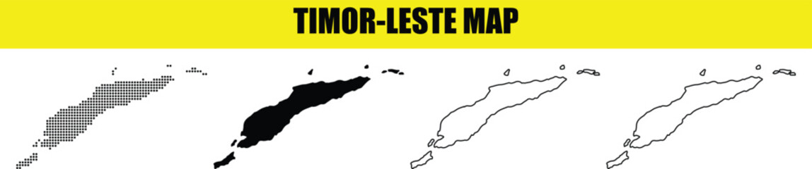 Hand made Timor-Leste map set detailed vector illustration in multiple styles for geographic and infographic use By Adobe Illustrator