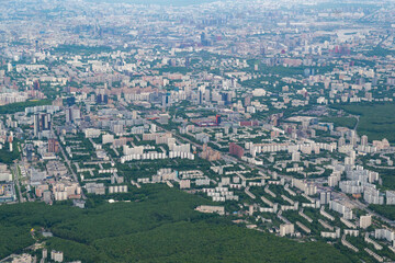 Trade Union Street and the Moscow districts of Teply Stan and Konkovo from a bird's-eye view.