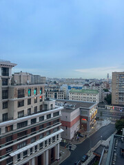 View of the center of the Russian capital from the window of a high-rise building.